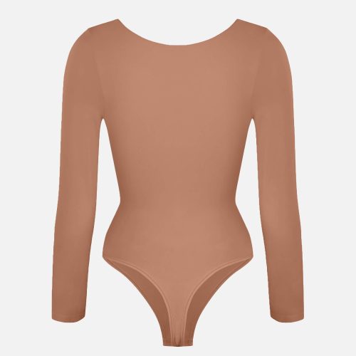 Feelingirl Seamless Long Sleeve Tummy Control Thong Bodysuit BK1 1 6