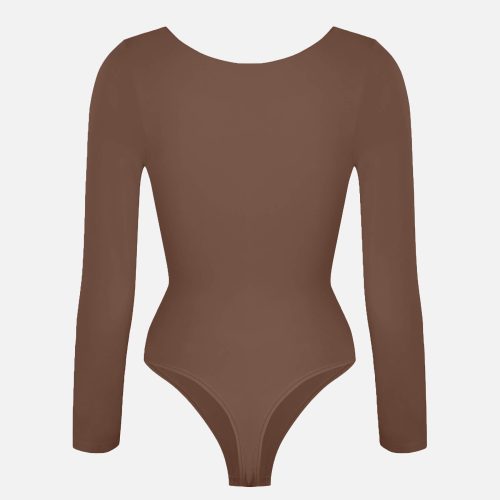 Feelingirl Seamless Long Sleeve Tummy Control Thong Bodysuit BK1 1 9