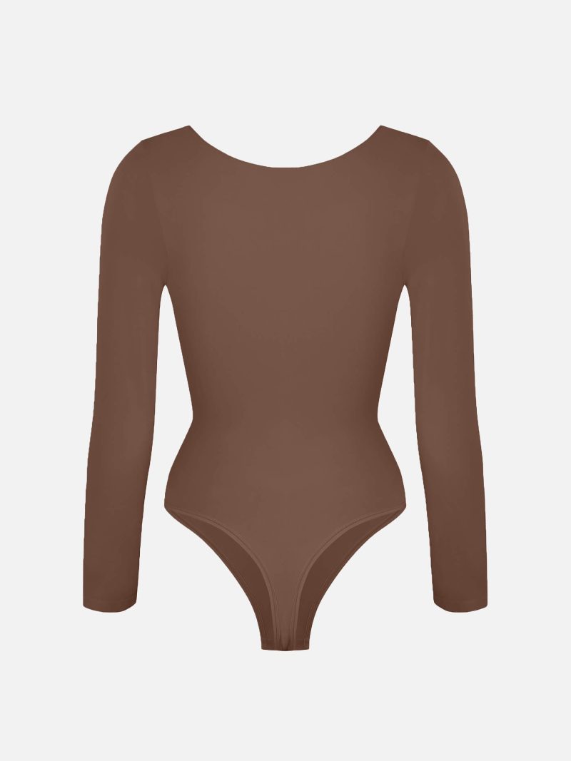 Feelingirl Seamless Long Sleeve Tummy Control Thong Bodysuit BK1 1 9