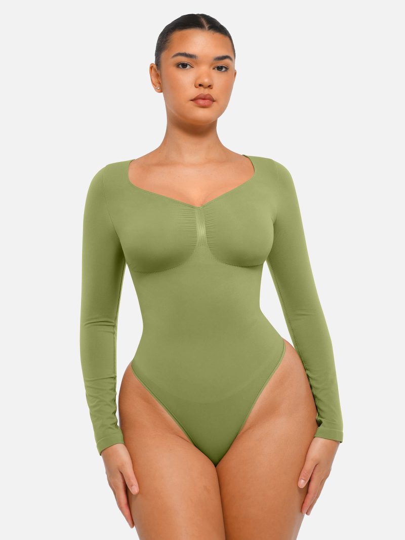 Feelingirl Seamless Long Sleeve Tummy Control Thong Bodysuit GN6 2