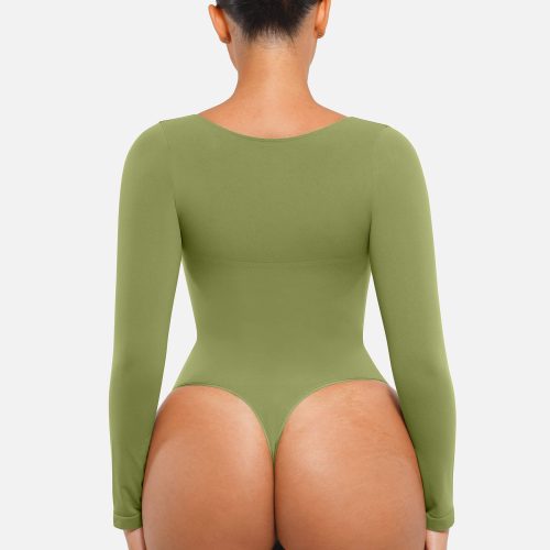 Feelingirl Seamless Long Sleeve Tummy Control Thong Bodysuit GN6 3