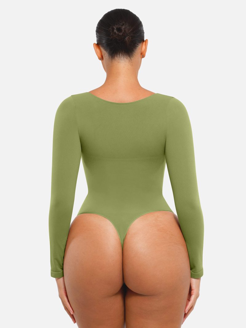 Feelingirl Seamless Long Sleeve Tummy Control Thong Bodysuit GN6 3