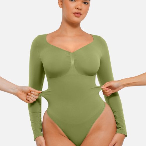 Feelingirl Seamless Long Sleeve Tummy Control Thong Bodysuit GN6 6