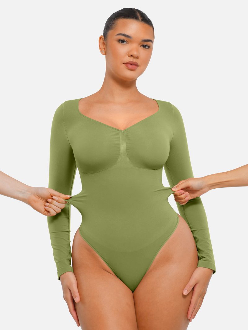 Feelingirl Seamless Long Sleeve Tummy Control Thong Bodysuit GN6 6