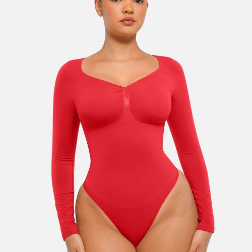 Feelingirl Seamless Long Sleeve Tummy Control Thong Bodysuit RD8 2