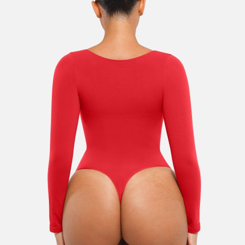 Feelingirl Seamless Long Sleeve Tummy Control Thong Bodysuit RD8 3