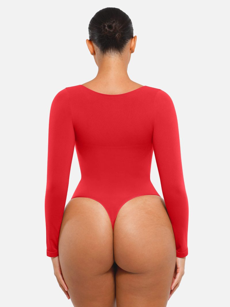 Feelingirl Seamless Long Sleeve Tummy Control Thong Bodysuit RD8 3