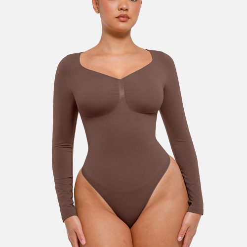 Feelingirl Seamless Long Sleeve Tummy Control Thong Bodysuit 1 5bdfc03e 4478 4d92 a32c 15fe2549564e