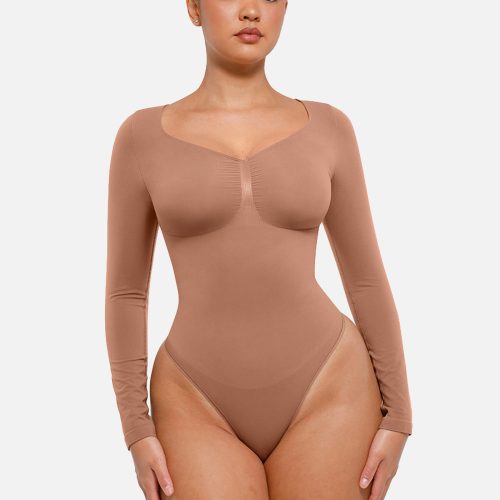 Feelingirl Seamless Long Sleeve Tummy Control Thong Bodysuit 1 83c29b4f dfde 4422 8dbf fb84e3a31ede