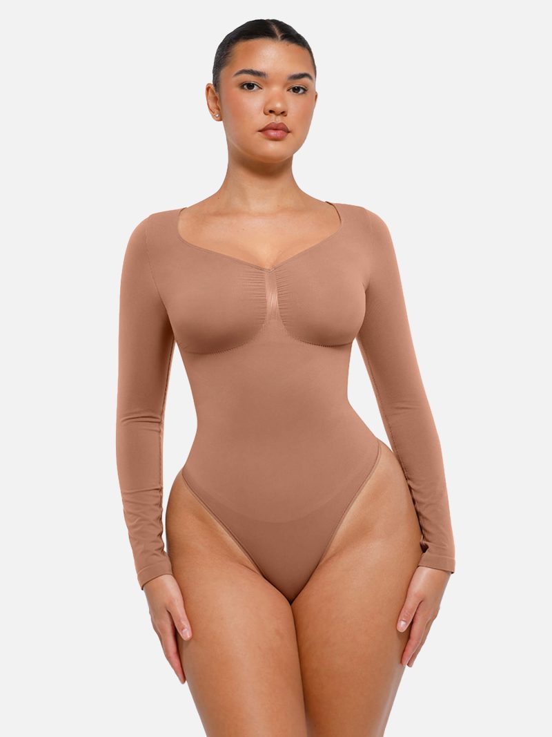 Feelingirl Seamless Long Sleeve Tummy Control Thong Bodysuit 1 83c29b4f dfde 4422 8dbf fb84e3a31ede