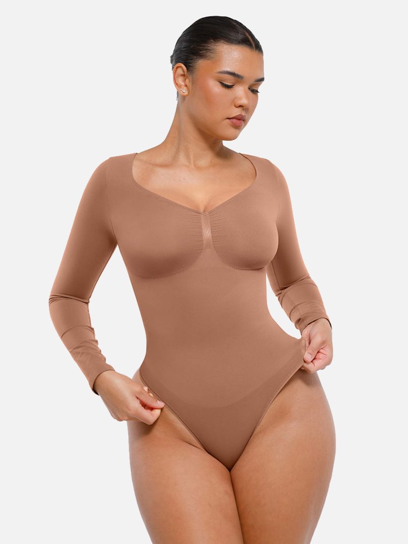 Feelingirl Seamless Long Sleeve Tummy Control Thong Bodysuit 2 75027d79 4cd1 4937 8814 8f58307bd4ac