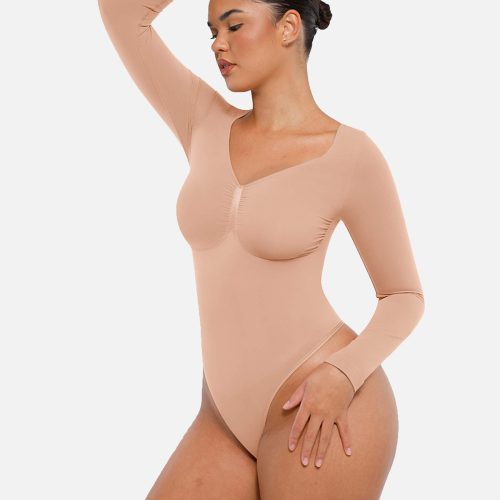 Feelingirl Seamless Long Sleeve Tummy Control Thong Bodysuit 2 e590bab7 6d73 4409 b174 0e78c1370d94