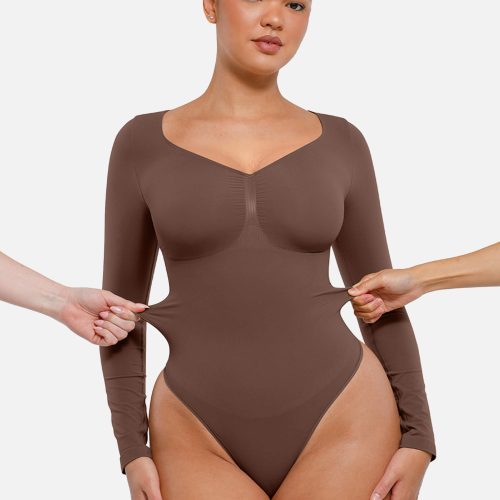 Feelingirl Seamless Long Sleeve Tummy Control Thong Bodysuit 4 8f0119e7 b16d 45c2 9d16 ca9ed6c2355d