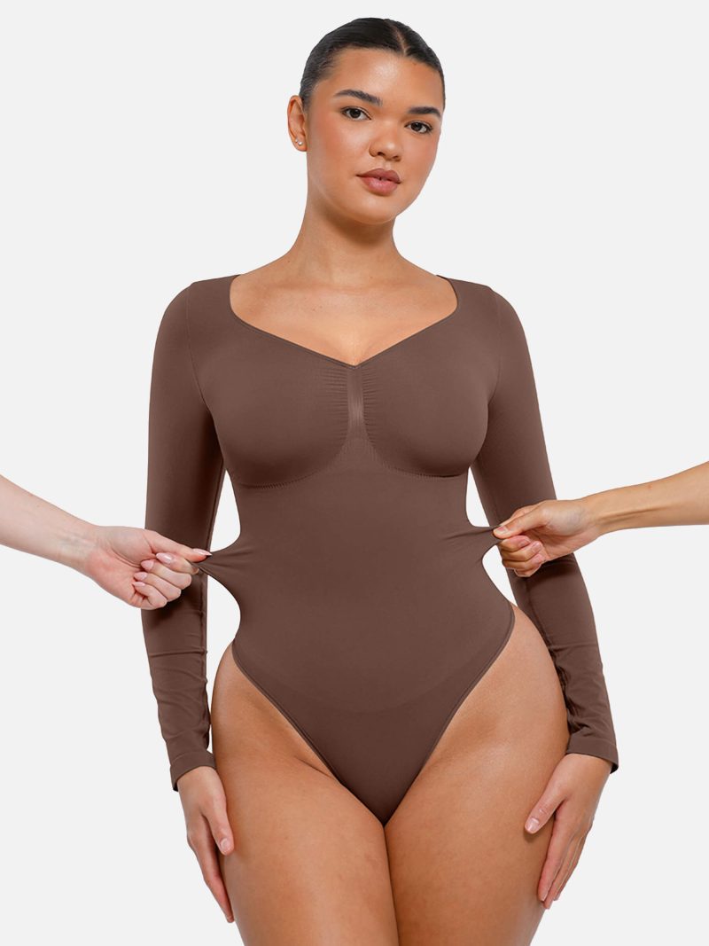 Feelingirl Seamless Long Sleeve Tummy Control Thong Bodysuit 4 8f0119e7 b16d 45c2 9d16 ca9ed6c2355d