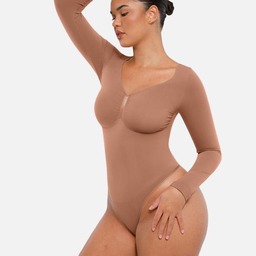 Feelingirl Seamless Long Sleeve Tummy Control Thong Bodysuit 5 474b9fb6 09d6 41e3 8f7f cc2ec03e6151