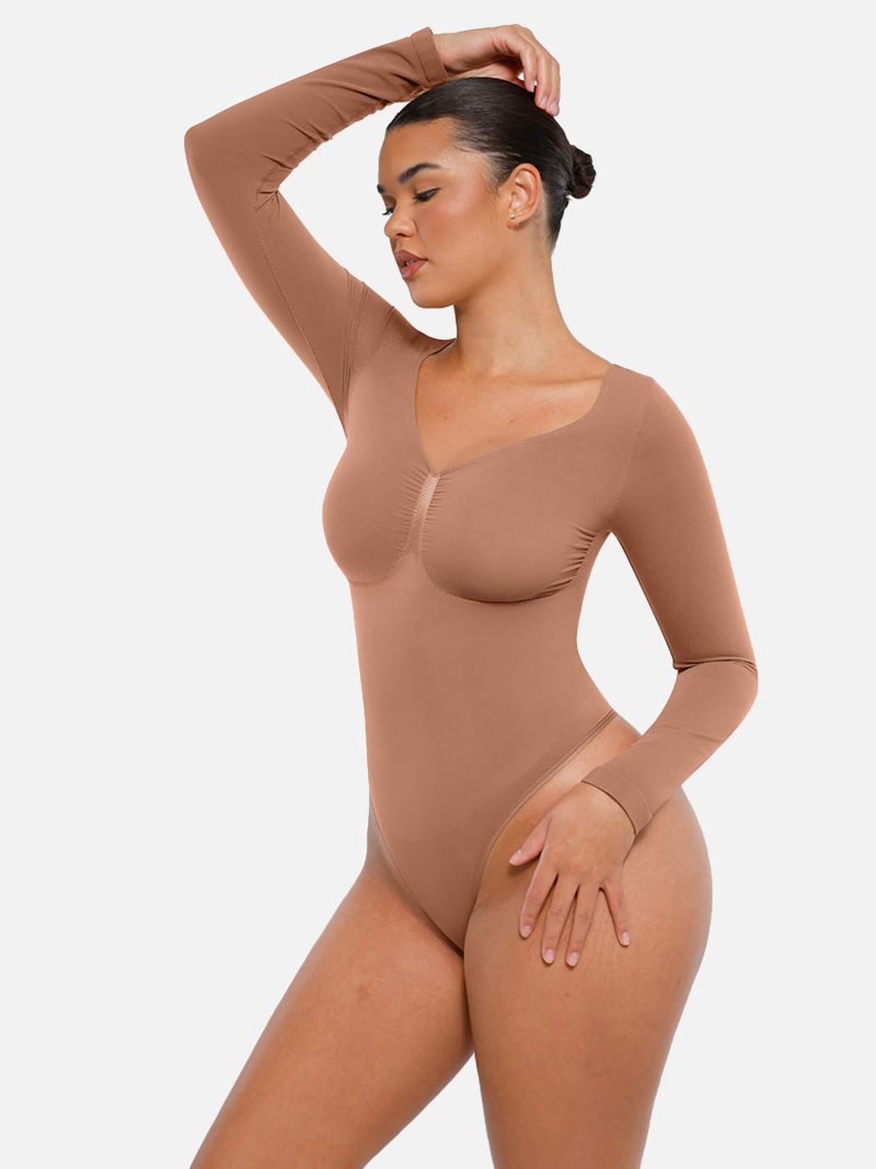 Feelingirl Seamless Long Sleeve Tummy Control Thong Bodysuit 5 474b9fb6 09d6 41e3 8f7f cc2ec03e6151