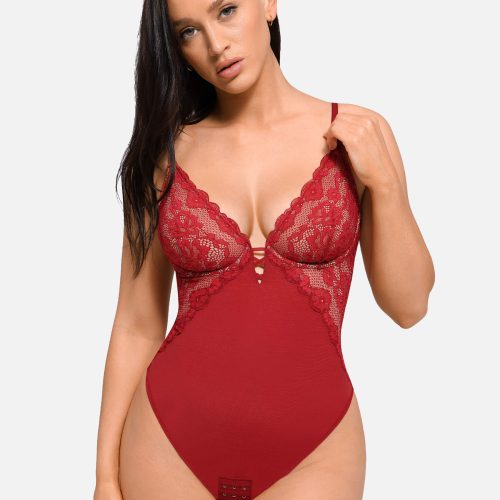 Feelingirl V Neck Elegant Lace Sculpting Thongs Bodysuit RD3 6 8db694a7 b3b0 41fd a2cd 5535b6d05365