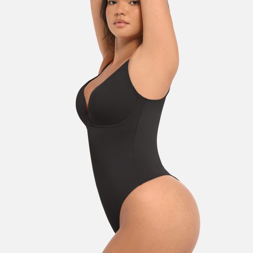 Feelingirl V Neck Tummy Control Bodysuit BK1 5