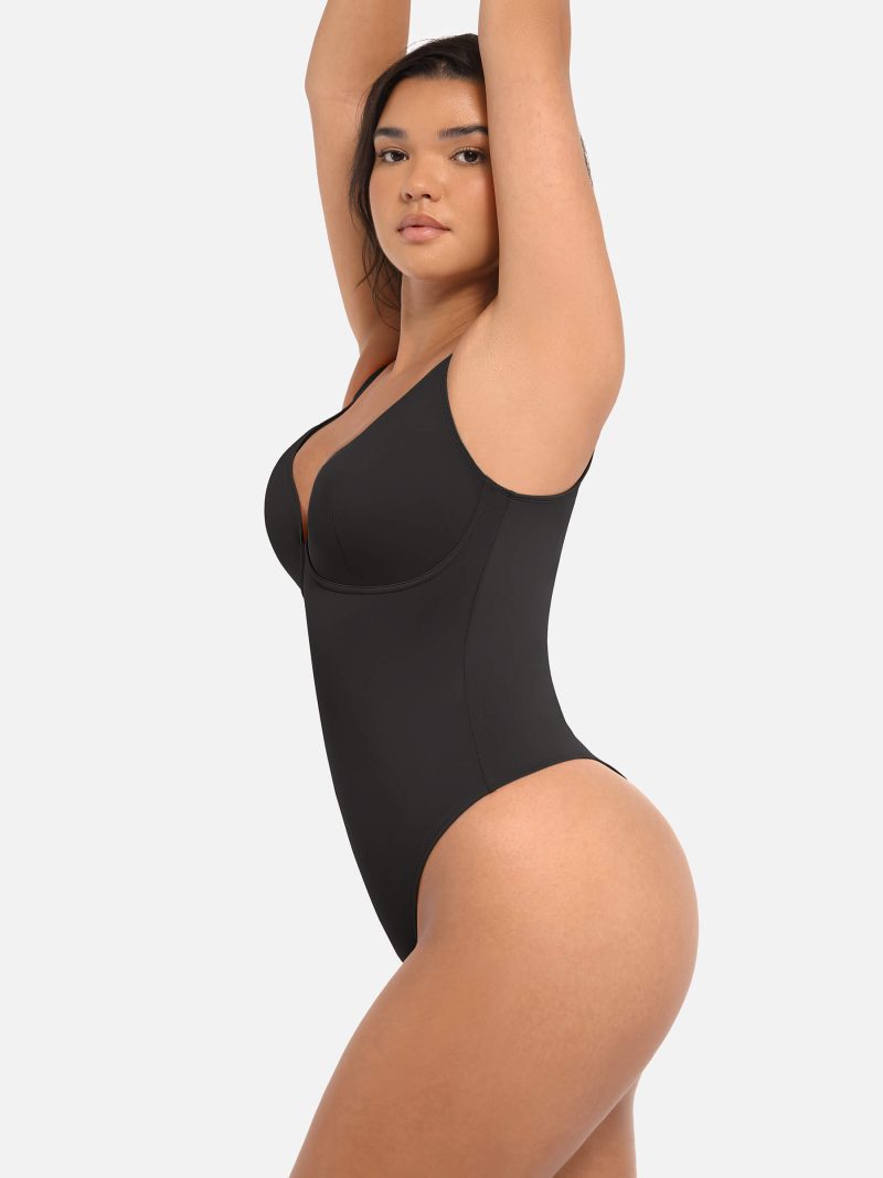 Feelingirl V Neck Tummy Control Bodysuit BK1 5