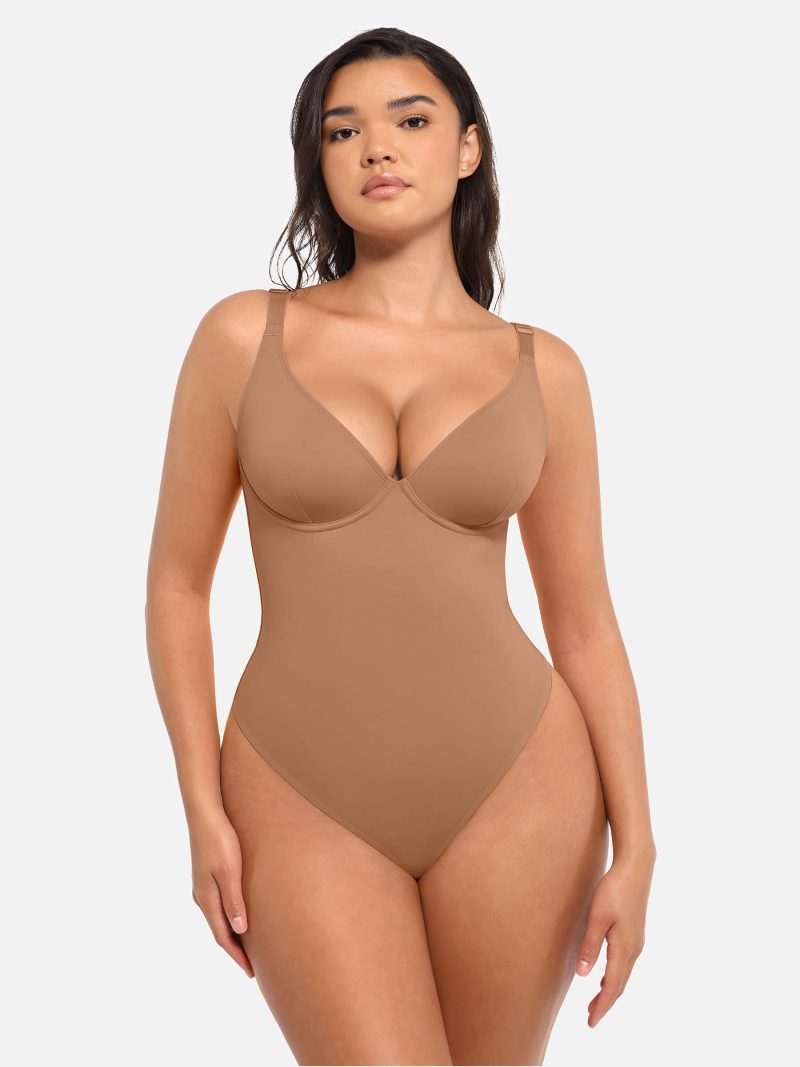 Feelingirl V Neck Tummy Control Bodysuit BN7 1