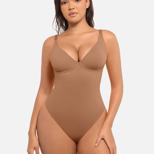 Feelingirl V Neck Tummy Control Bodysuit BN7 2