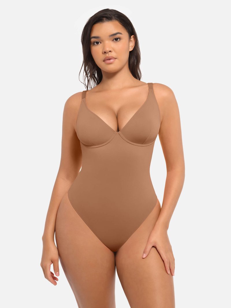 Feelingirl V Neck Tummy Control Bodysuit BN7 2