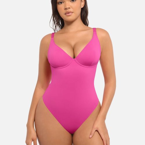 Feelingirl V Neck Tummy Control Bodysuit PK5 2