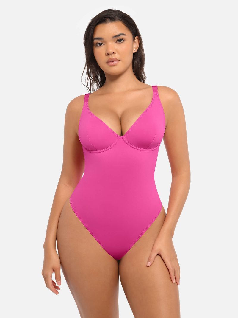 Feelingirl V Neck Tummy Control Bodysuit PK5 2