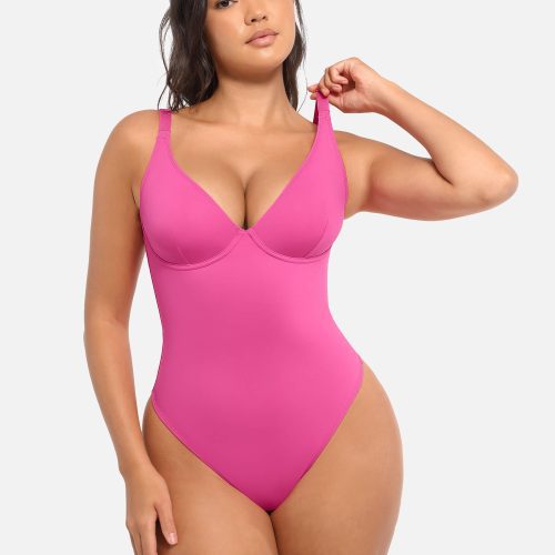 Feelingirl V Neck Tummy Control Bodysuit PK5 3