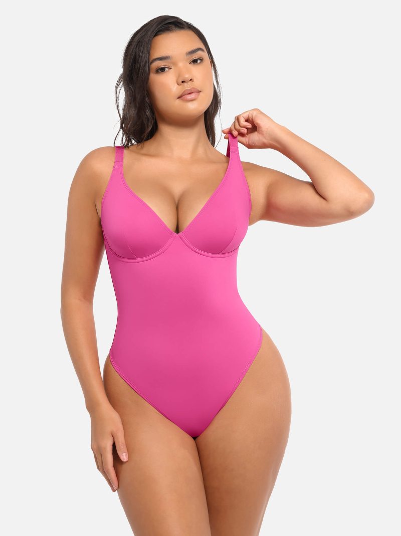 Feelingirl V Neck Tummy Control Bodysuit PK5 3