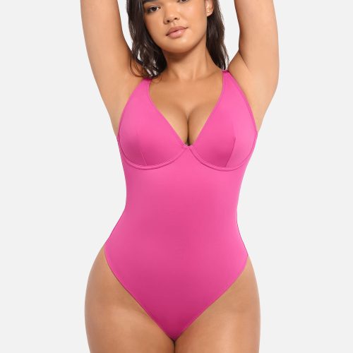 Feelingirl V Neck Tummy Control Bodysuit PK5 5