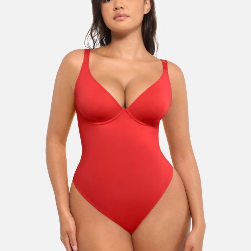 Feelingirl V Neck Tummy Control Bodysuit RD8 1