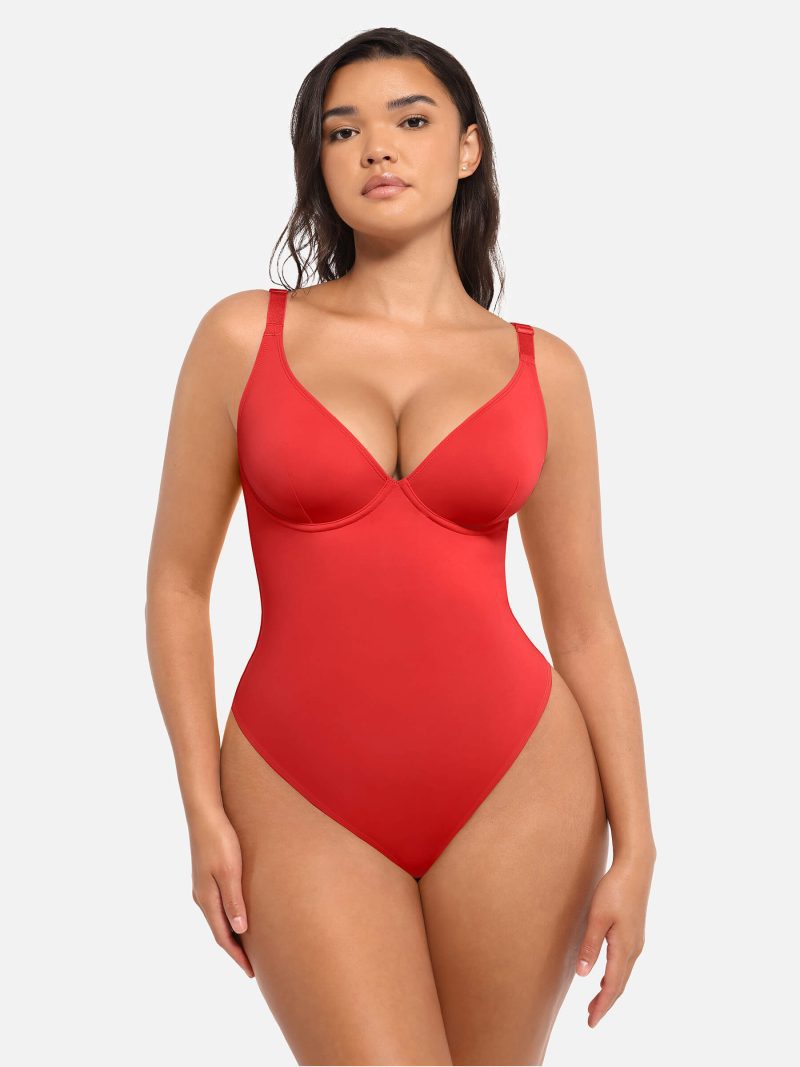 Feelingirl V Neck Tummy Control Bodysuit RD8 1