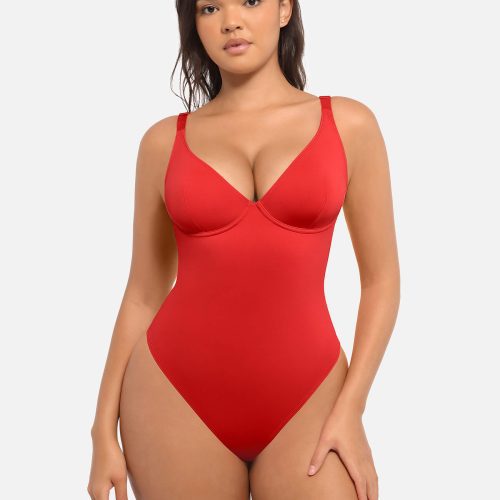 Feelingirl V Neck Tummy Control Bodysuit RD8 2