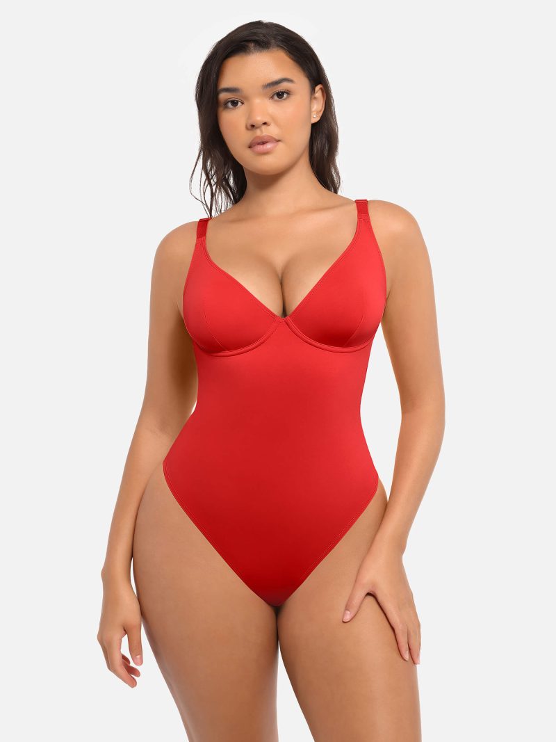 Feelingirl V Neck Tummy Control Bodysuit RD8 2