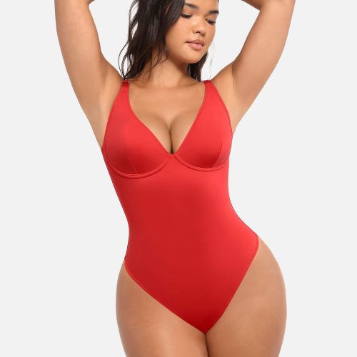 Feelingirl V Neck Tummy Control Bodysuit RD8 4