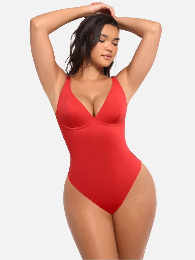 Feelingirl V Neck Tummy Control Bodysuit RD8 4