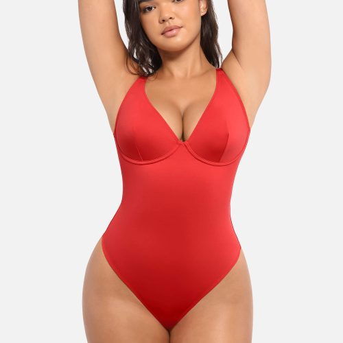 Feelingirl V Neck Tummy Control Bodysuit RD8 5