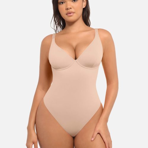 Feelingirl V Neck Tummy Control Bodysuit SK1 2