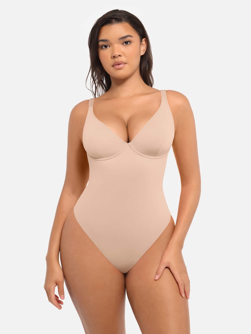 Feelingirl V Neck Tummy Control Bodysuit SK1 2