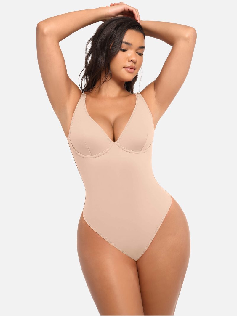 Feelingirl V Neck Tummy Control Bodysuit SK1 4