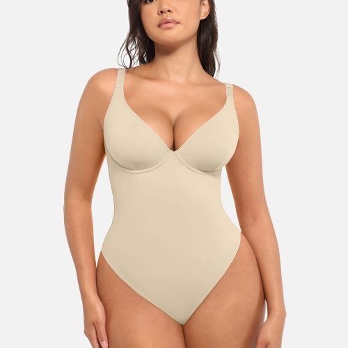 Feelingirl V Neck Tummy Control Bodysuit SK4 1