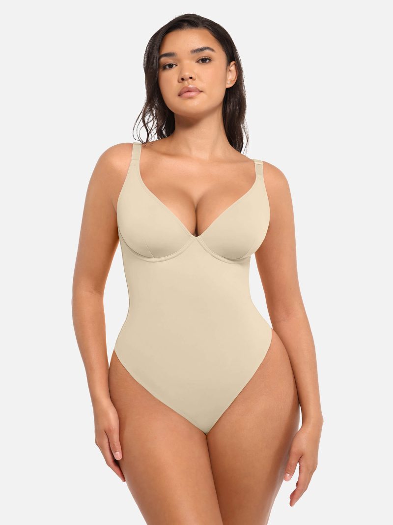 Feelingirl V Neck Tummy Control Bodysuit SK4 1