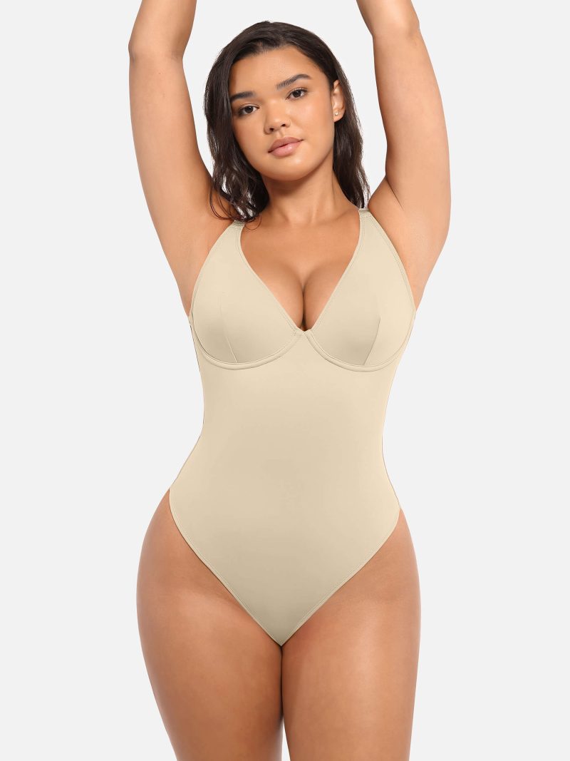 Feelingirl V Neck Tummy Control Bodysuit SK4 5