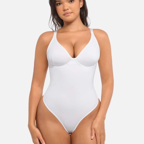 Feelingirl V Neck Tummy Control Bodysuit WH1 1