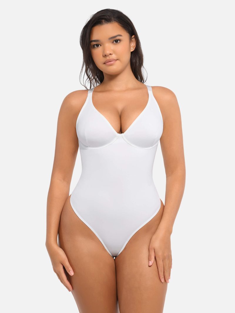 Feelingirl V Neck Tummy Control Bodysuit WH1 1