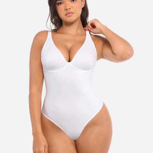 Feelingirl V Neck Tummy Control Bodysuit WH1 3