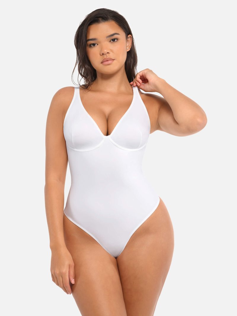 Feelingirl V Neck Tummy Control Bodysuit WH1 3