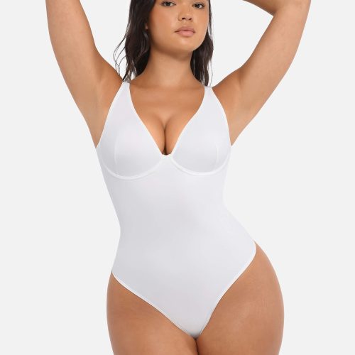 Feelingirl V Neck Tummy Control Bodysuit WH1 4