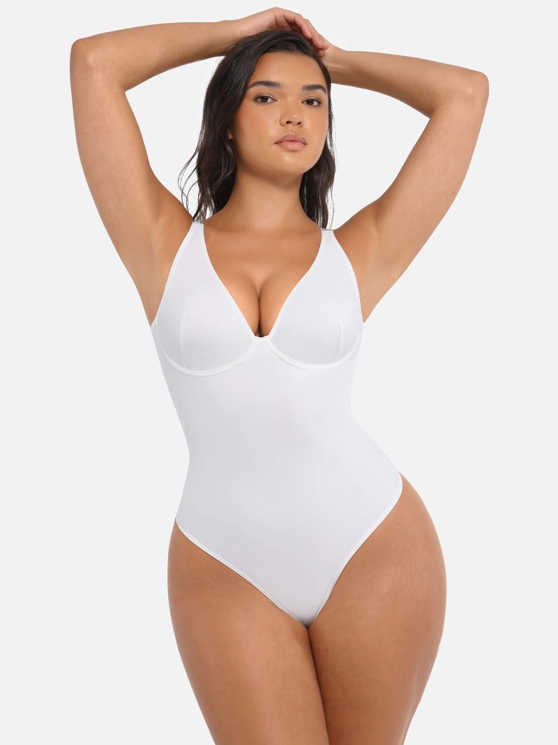 Feelingirl V Neck Tummy Control Bodysuit WH1 4